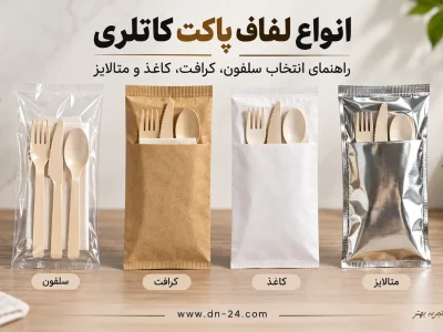 انواع لفاف پاکت کاتلری؛ راهنمای انتخاب سلفون، کرافت، کاغذ و متالایز